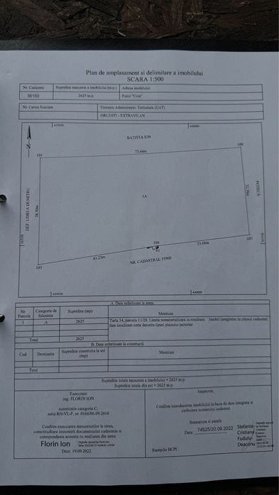 Teren de vanzare Jud Valcea comuna Orlesti