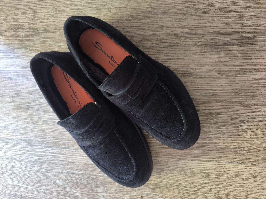 Продам замшевые зимние лоферы Santoni (Италия)