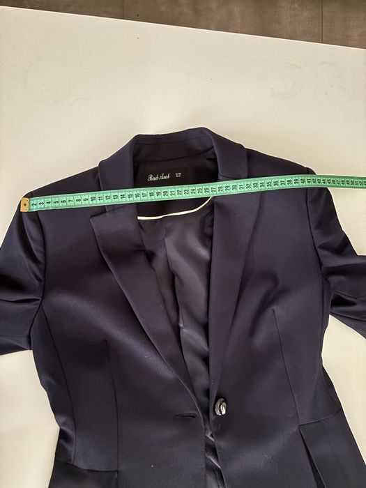 Costum femei de stofa, bleumarin, captusit, sacou si fusta