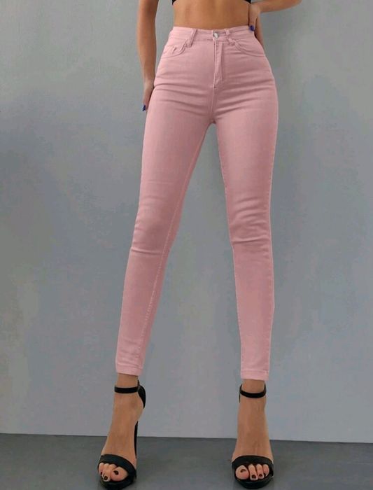 Blugi skinny sexy damă albaștrii/roz