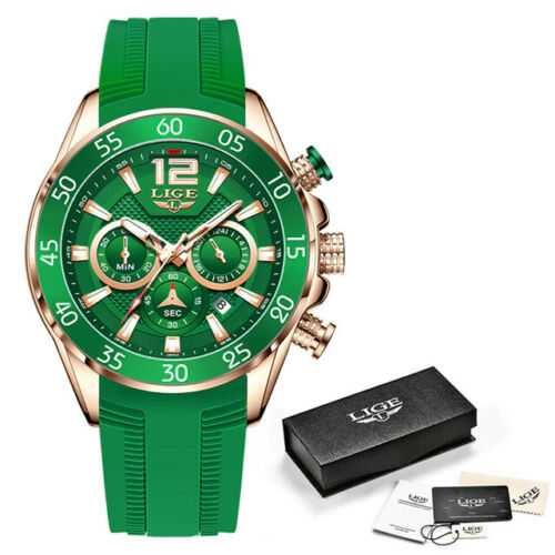 Мъжки часовник LIGE Sport силиконов .Кварцови, водоустойчив, син,зелен