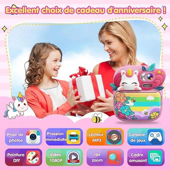 TIATUA Детски фотоапарат за моментално снимане с 32GB карта