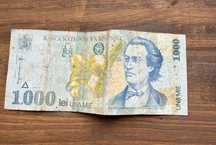 Bancnota 1000 de lei cu chipul lui Mihai Eminescu
