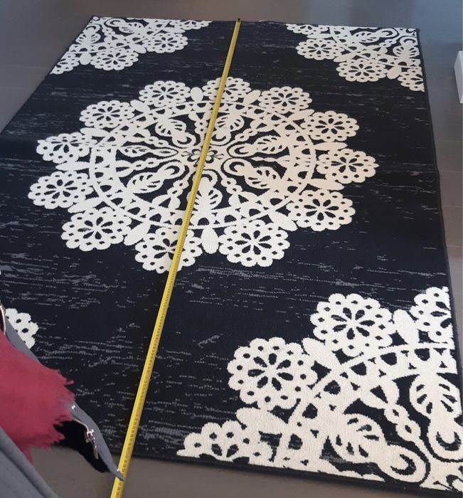 Covor cu impreu oriental alb/negru