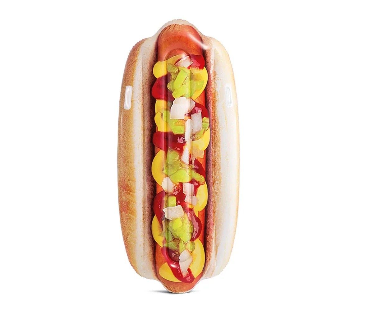 Голям Надуваем дюшек Hotdog Mat Intex, 180 x 89 см, забавен дизайн, яр