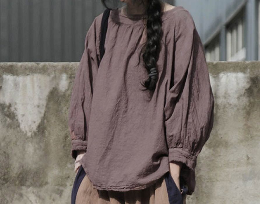 Блузка рубашка кофта женская из хлопка и льна