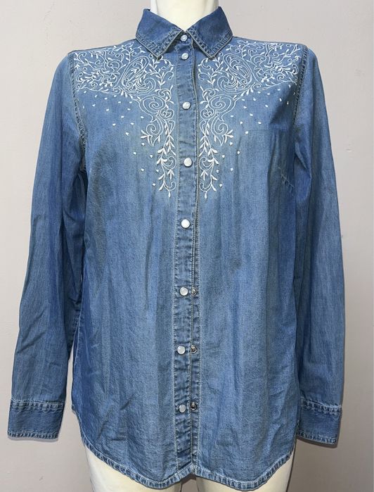 Cămașă denim/cotton, broderie și perle