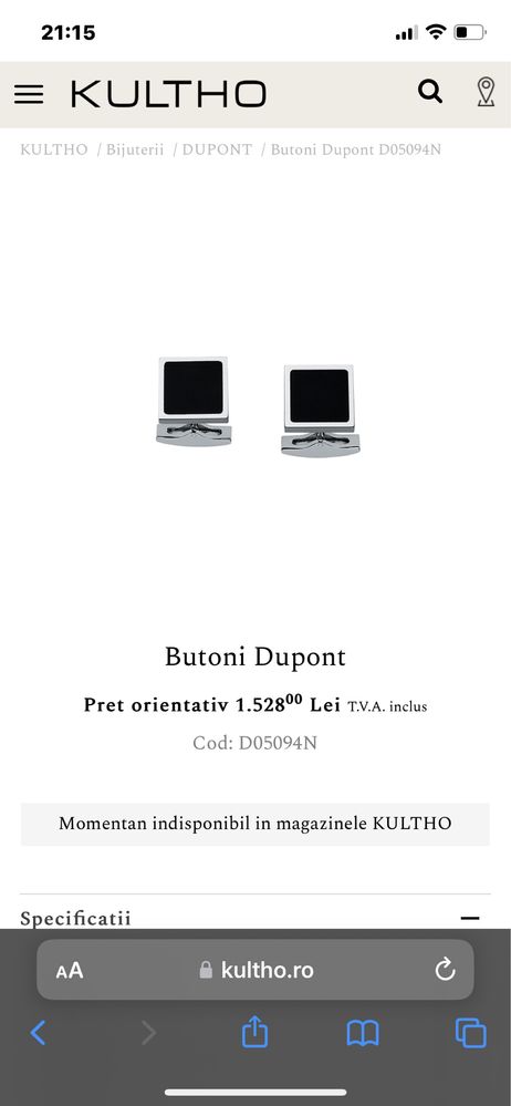 UEGENT!!!Butoni cămașă S.T. Dupont PARIS NEGOCIABIL