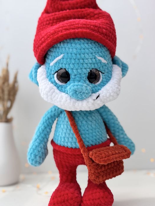 Вязаная игрушка папа Смурф. Ручная работа. Для взрослых и детец