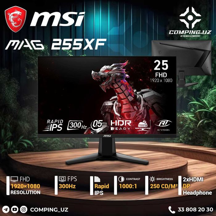 Msi MAG 255XF 25" FullHD 300Hz IPS FLAT