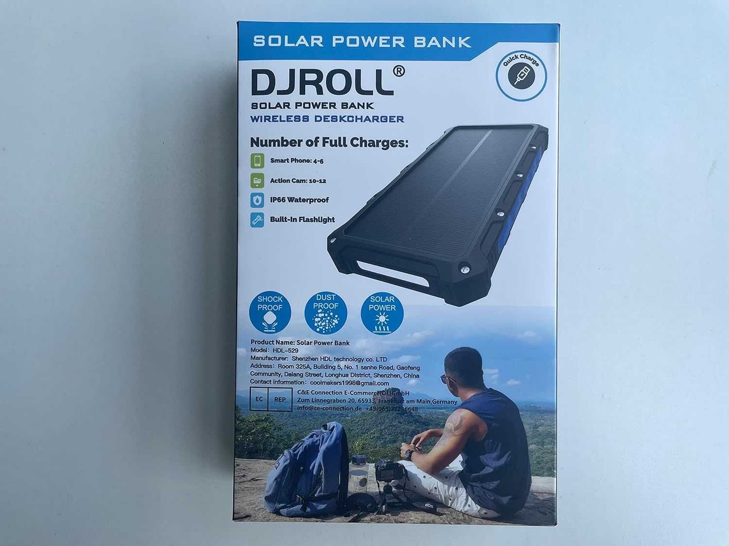 Мощна соларна батерия Solar Power Bank 36000mAh DJROLL  Qi