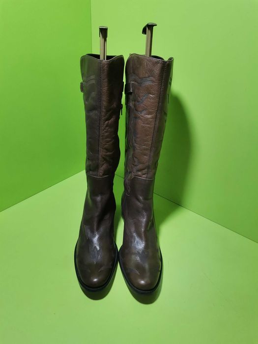 Cizme ciocate din piele originale western. Cizme pentru scenă.