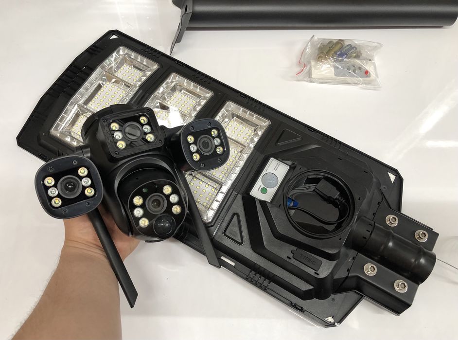 Camera Video 4G Sim Lampa Proiector Solara Supraveghere 12Mp Smart AI