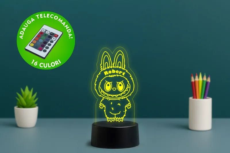Lampa LED 3D Labubu – 199 lei – Livrare Gratuită