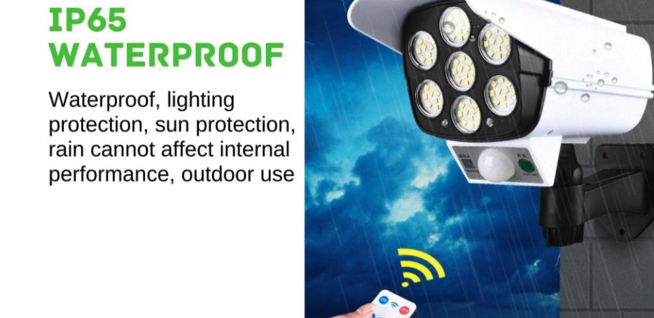 Proiector Camera falsa cu panou solar 77 LED senzor de miscare