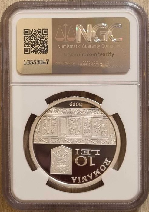 Moneda BNR 10 lei argint monumentul de la Adamclisi NGC PF 69 UC