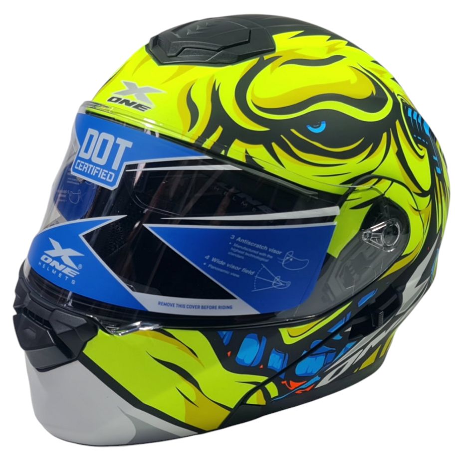 Мото каска X-ONE Helmets черно с жълто, каски за мотор,мотокрос