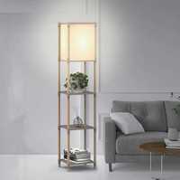 Етажерка с нощна лампа, 2в1, Дървена лампа+ Рафт, 29x25x133см, бамбук