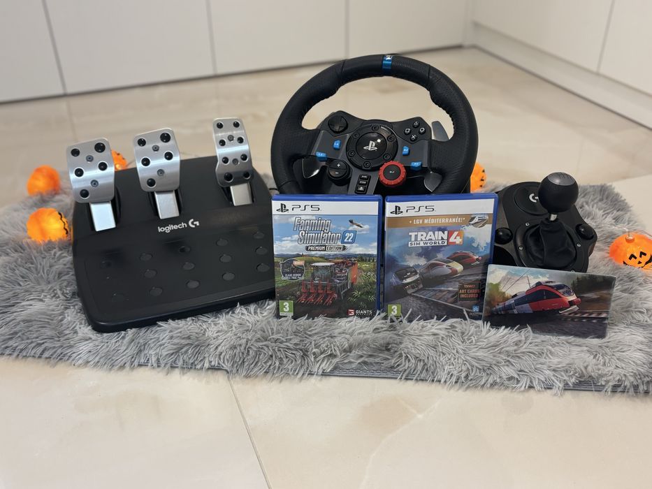 Logitech G29 + педали и лост + 2 Premium игри – почти нов!