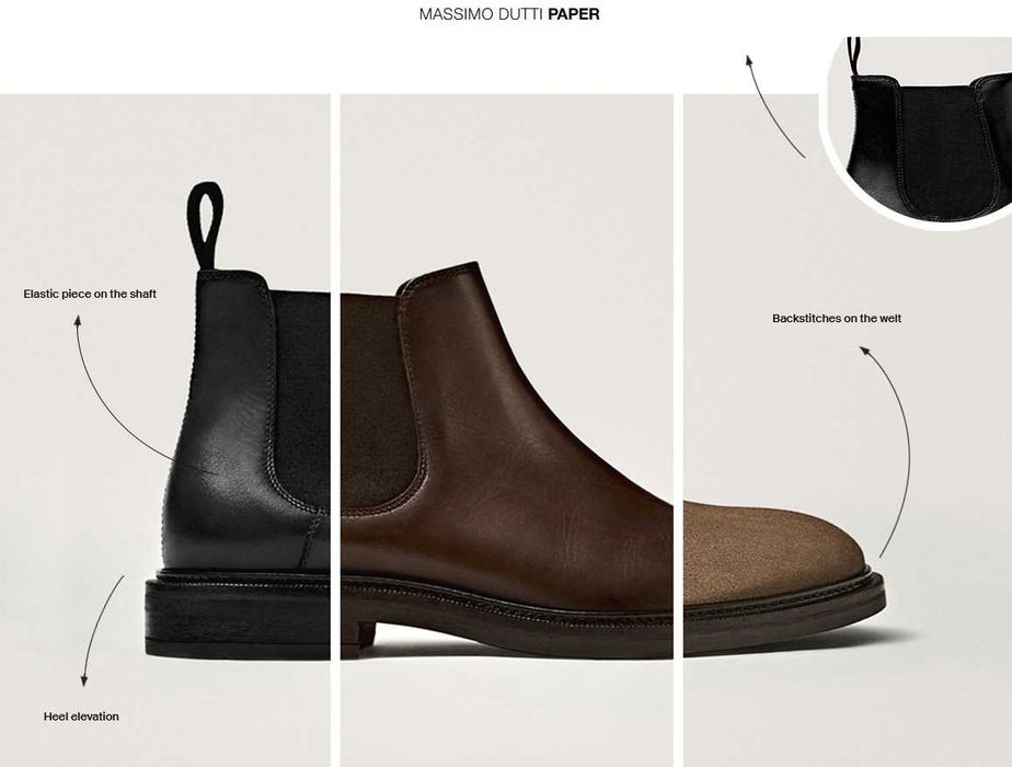 Ghete chelsea 40.5 41 plain toe Massimo Dutti piele naturala moale