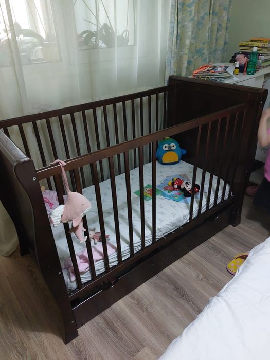 Pat patut copii bebelus lemn masiv + saltea cocos noua cadou