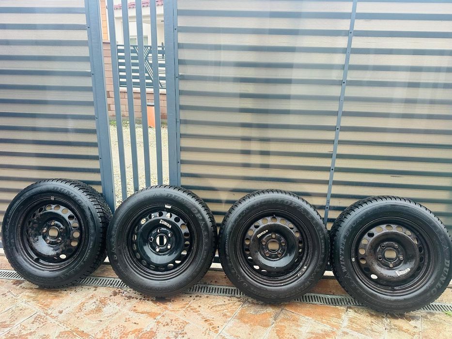 Vând set roti iarna 195/65/15 cu Jante otel  5x112 pe 15"