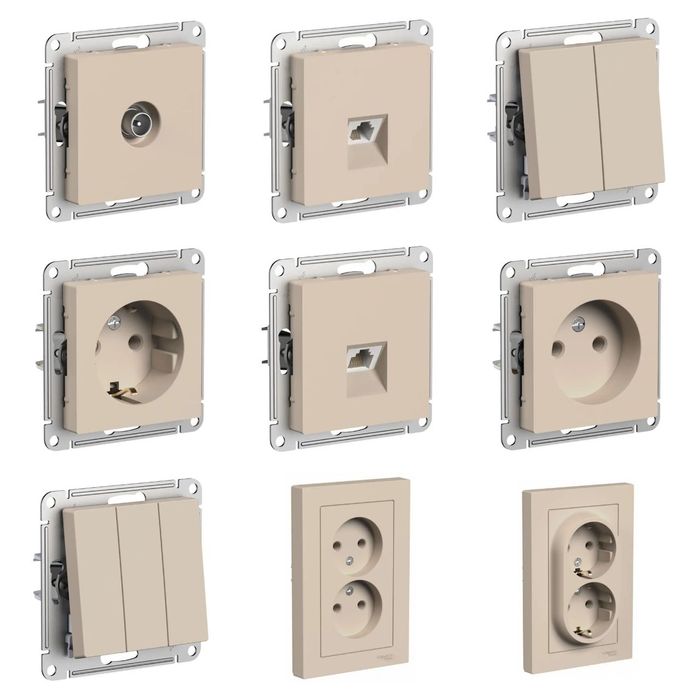 Розетки и выключатели песочный