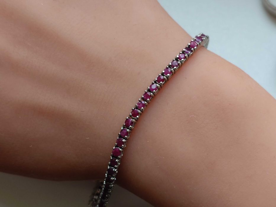 Brățară tennis cu rubine naturale - argint 925, 18,5 cm