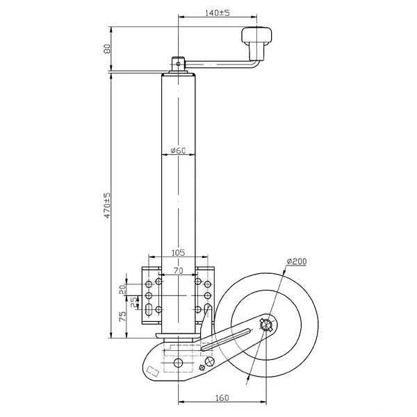 Roată de susținere heavy duty pentru remorci și rulote, suporta 250kg