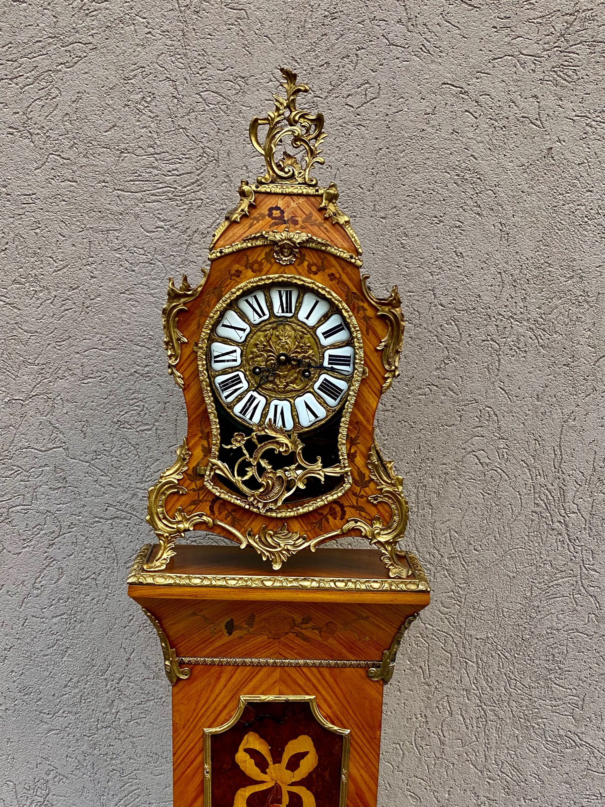 Impozant ceas cu pendul-piedestal-stil Boulle-165 cm-Italia