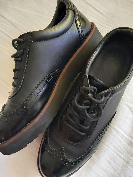 Дамски обувки естествена кожа оксвордки