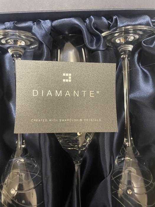 Set 6 pahare sampanie cu cristale