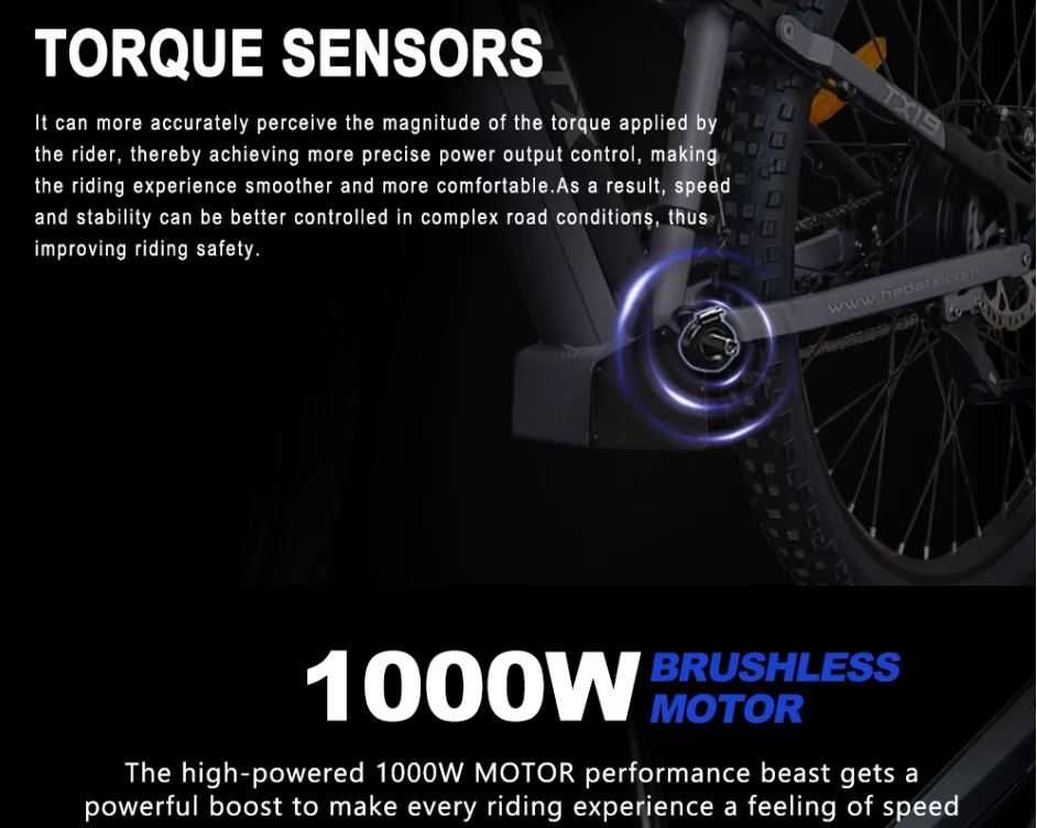 Electric Bike Mid-drive 48V 1000W 27.5 15Ah Battery Hydraulic Brakes