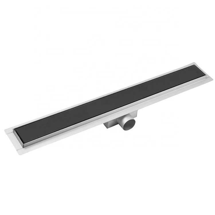 Rigola dus integral din inox cu capac Sticla Neagra, lungime 60cm