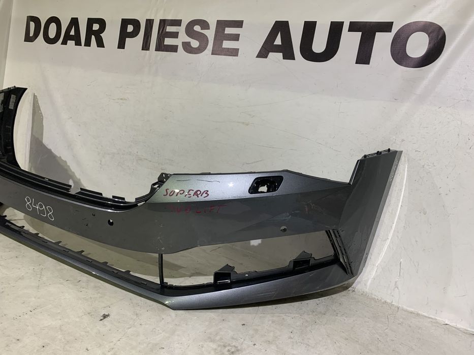 Bara fata Skoda Superb 3, facelift, 2019, 2020, 2021, 2022, 2023, cod origine OE 3V0807221M, cu gauri pentru spalatori faruri si senzori de parcare (4).