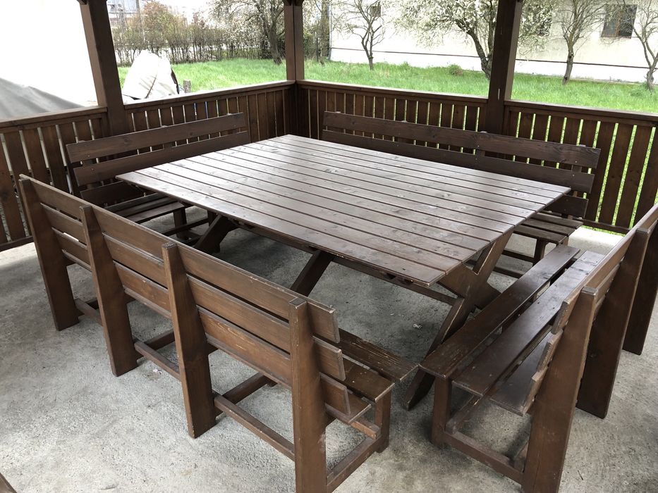foisor lemn masiv stratificat cu mobilier