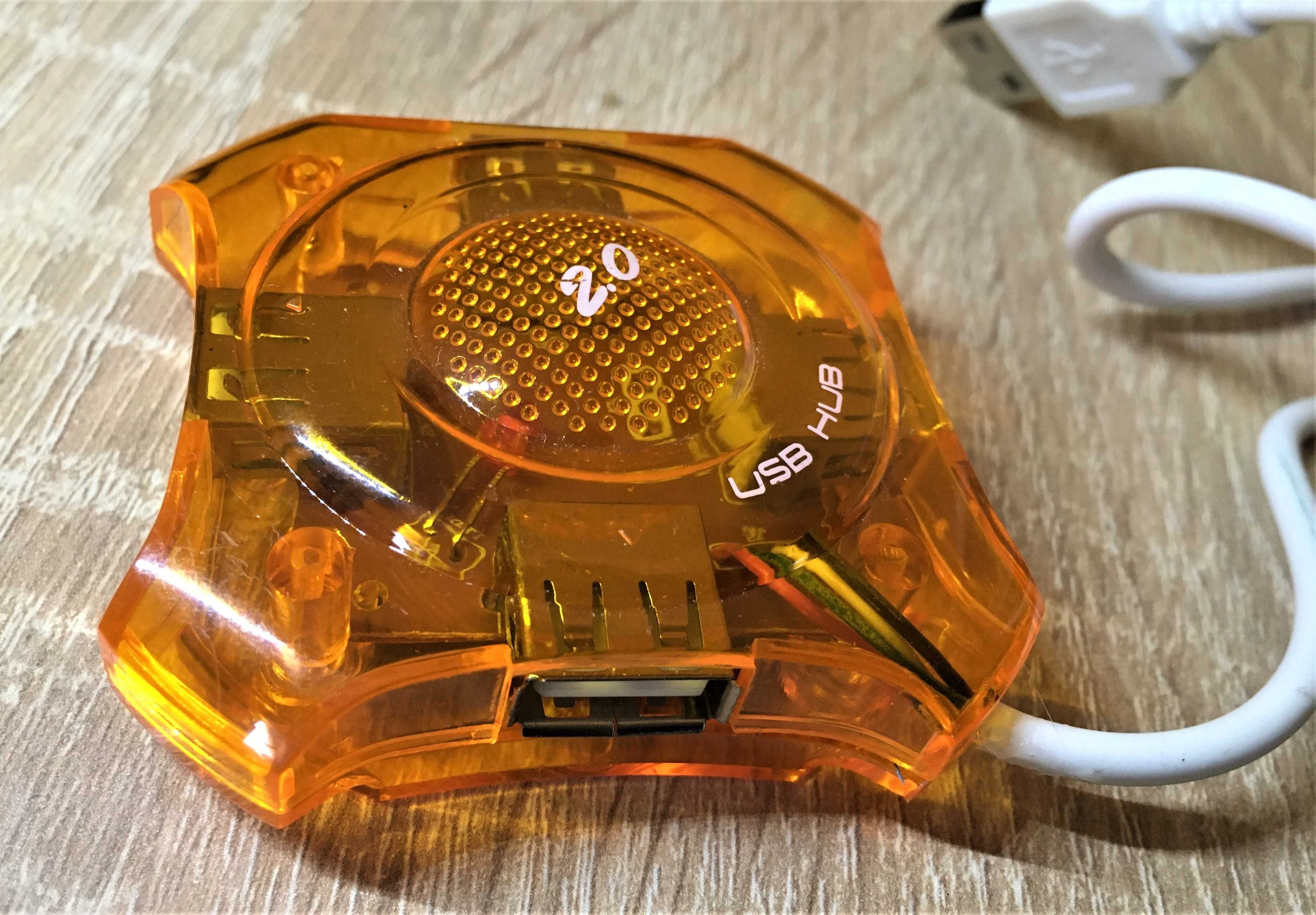 hub USB 2.0 alb, portocaliu 4 porturi usb, mini hub, hi speed
