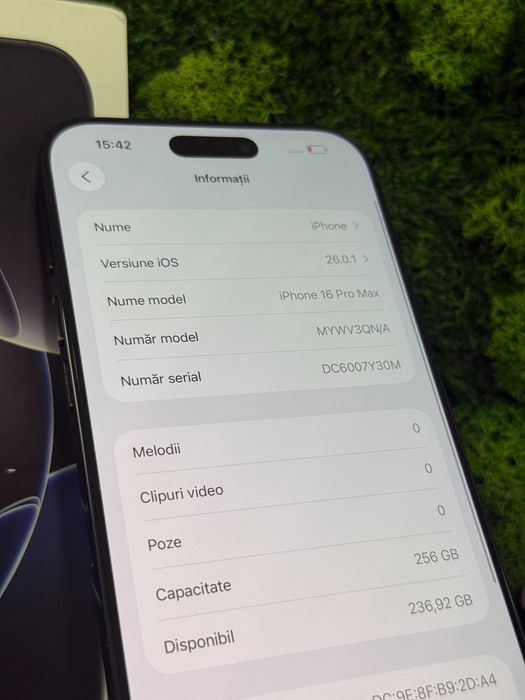 iPhone 16 Pro Max, Black Titanium, 256 GB, 97% Baterie #8024