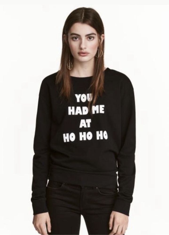 Bluza din bumbac de Craciun H&M You had me at ho ho ho, marimea XS