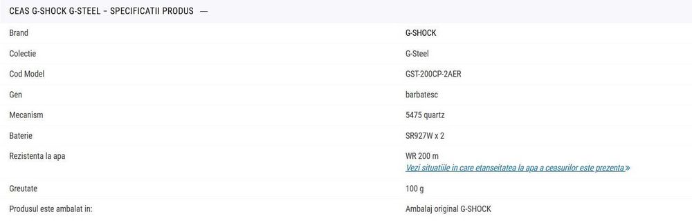 Ceas Casio G - Shock G - Steel GST-200CP-2AER, digital, analog