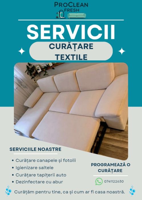 Curățare profesională tapițerii, saltele și canapele
