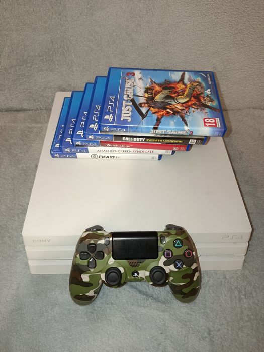 PS4 PRO sshd 1.5 TB  ( 1500GB ) + 6 JOCURI si 1 controller alb nou