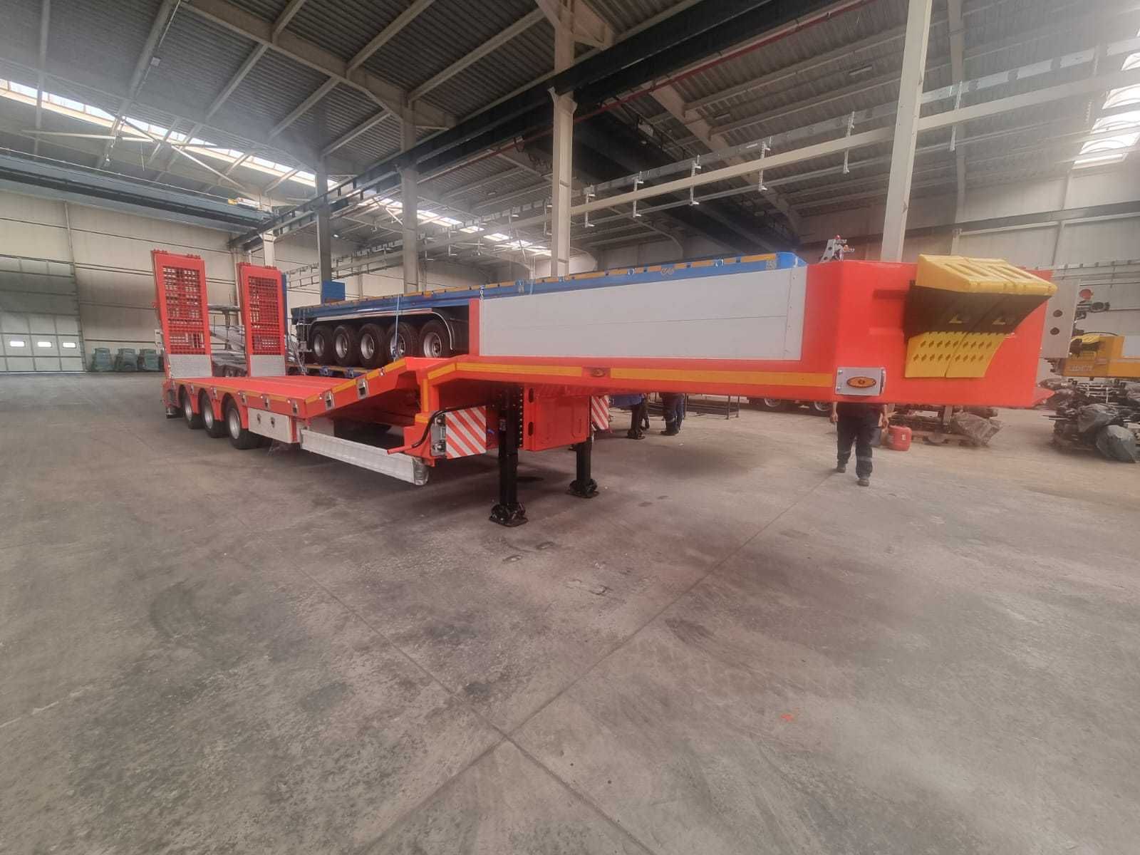Trailer 3 AXE podea Hidraulică rampe, Duble pt Nacele si Stivuitoare