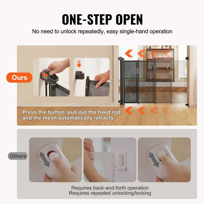 Poartă retractabilă pentru copii, h 86,5cm, se extinde pana la 193,8cm