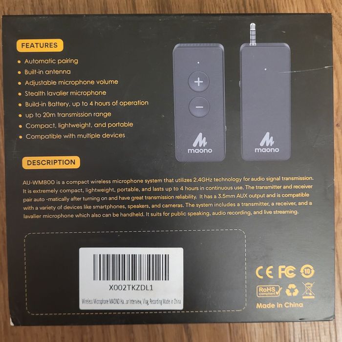 5 Maono Mini Wireless Microphone System AU- WM800 Lavaliera Lot - NOU