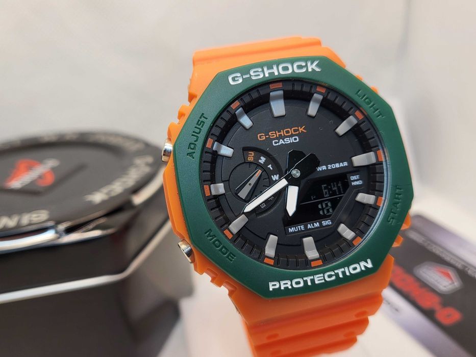 Ceas Sport Casio G-Shock GA-2100 SC Orange – Nou, Garanție 2 Ani