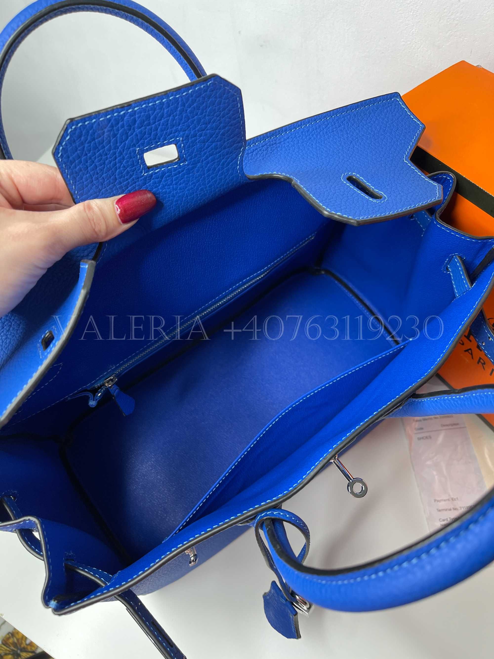 Geanta - Albastru electric / Parte metalica argintie / handmade