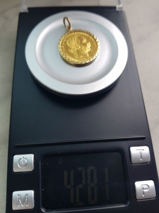 Pandantiv aur medalion moneda 1 dukat 1915 Franz Jozef