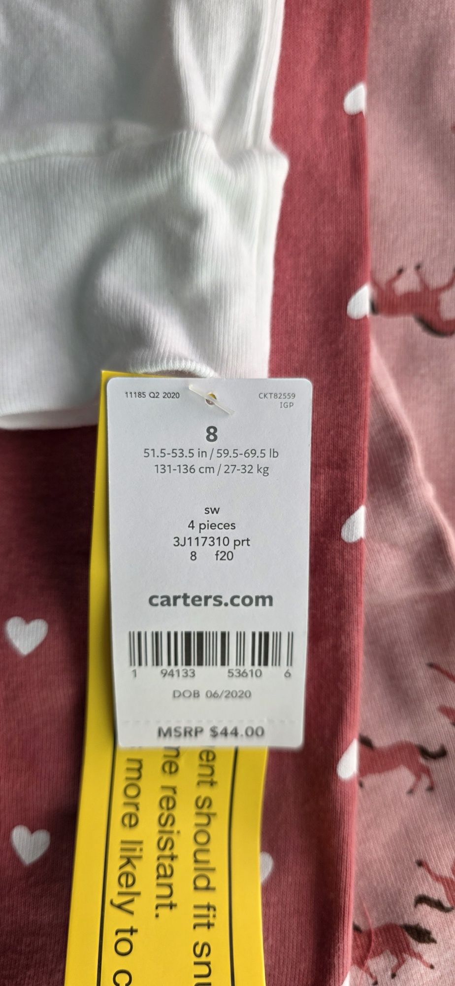 Новые комплекты пижамы Carters, размеры  7 и 8, рост 122/131/136 см