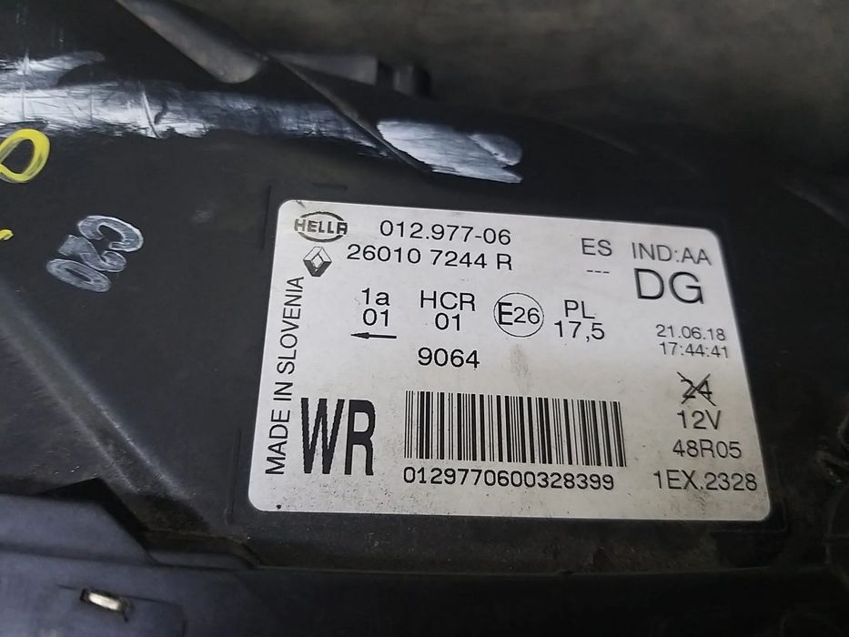 Far dreapta full led renault captur 1 j5 h5 01297706 260107244r